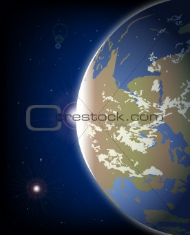 Vector illustration of space earth and stars