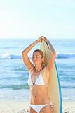 Sexy woman with her surfboard