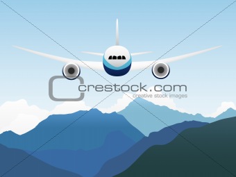 Vector illustration of the aircraft in the sky