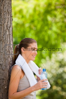 Tired woman in the park