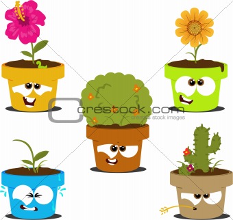 Image 3661071: cute cartoon flower pots from Crestock Stock Photos