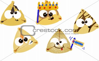 Various cartoon purim hamentashen cookies