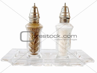 Crystal salt and pepper shakers.