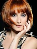 Beautiful red haired woman with fashion bob hairstyle