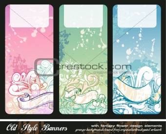 Abstract Floral Bookmark Banners 