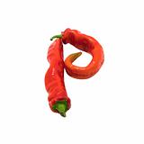Letter P composed of chili peppers