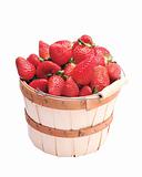 fresh sweet strawberries in basket isolated on white background