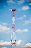 Telecommunication tower on blue sky