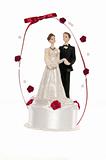 bride and groom just married dolls