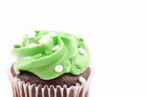 Close Up Details of Green Frosting on Cupcake