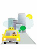 Taxi, city and driver