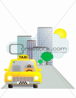 Taxi, city and driver