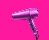 pink hair dryer isolated on pink background
