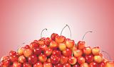 fresh cherry over red background