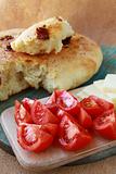 Tomatoes and cheese, bread a simple meal for lunch