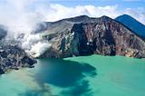 Sulphatic lake in a crater of volcano Ijen. 