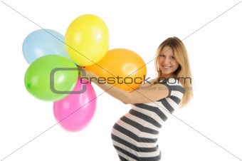 pregnant woman with balloons