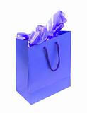 blue shopping bag isolated on white background