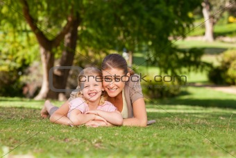 Daughter with her mother in the park