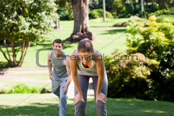 Sporty lovers in the park