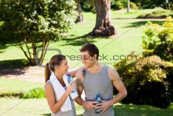 Sporty lovers in the park