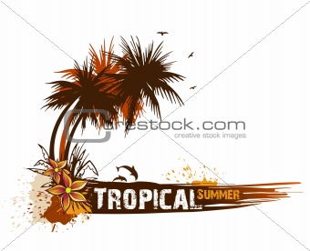 Summer background with palms. Vector
