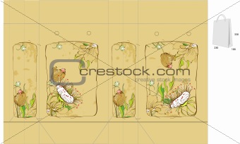 Vintage template for bag with flowers 