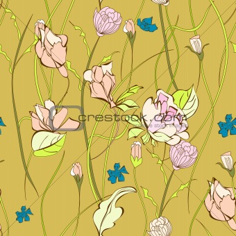 Seamless pattern with decorative flowers
