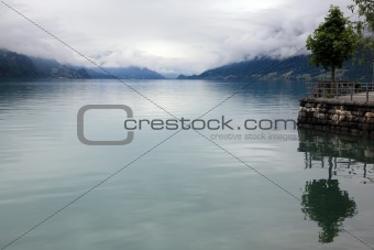 Alpine mist on the lake Brienz in Switzerland
