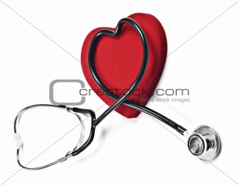 Doctor's stethoscope and red heart