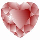 heart shape ruby against white