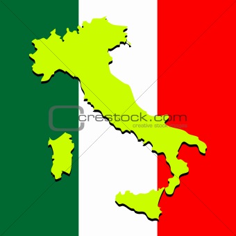 italy map over national colors