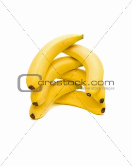 fresh bananas, close-up on a white background