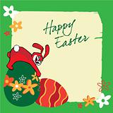 Easter banners with bunnies, colorful eggs, green grass, flowers