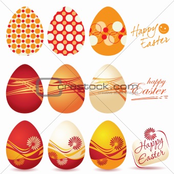 Colorful Easter eggs and logo Happy Easter