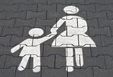 Mother with child parking lot