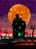 Grungy Halloween with haunted house. EPS 8