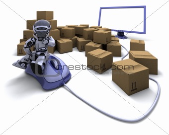 Robot with Shipping Boxes