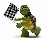 Tortoise with a chequered flag
