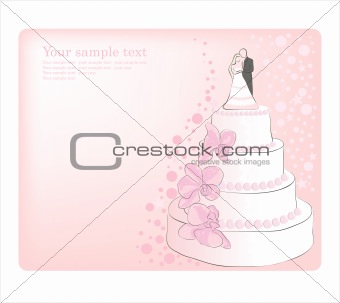 Wedding Cake.  Vector greeting card