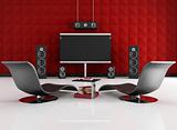 red and black home cinema