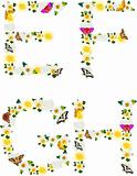 Alphabet of flowers and butterflies-E, F, G, H.