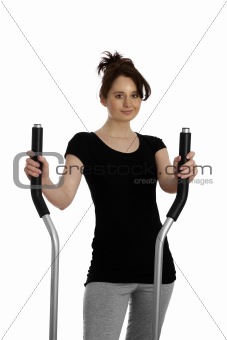 young woman on stepping machine