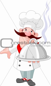 Chef cook and plate