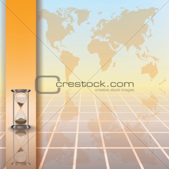 abstract illustration with hourglass and earth map