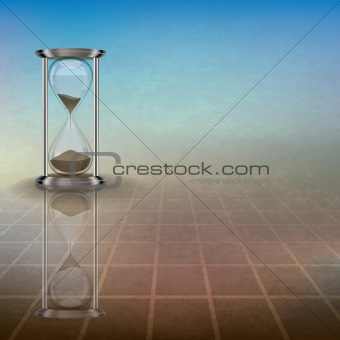 abstract illustration with hourglass on blue