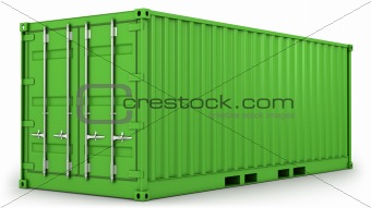 Green freight container isolated