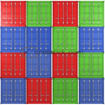 Background of multiple color freight containers