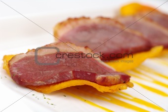 Duck Meat on Camote Chips