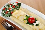 Crepes with Spinach, Tomatoes and Cheese